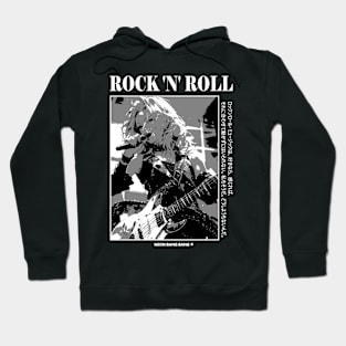 Anime Punk Rock Band Black and White Manga Aesthetic Hoodie